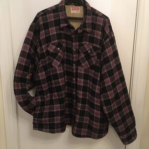 Men's Wrangler Long Sleeve Sherpa Lined Flannel Shirt Jacket 3 XL